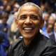 Barack Obama watches a game between the North Carolina Tar Heels and Duke Blue Devils at Cameron Indoor Stadium on February 20, 2019 in Durham, North Carolina.